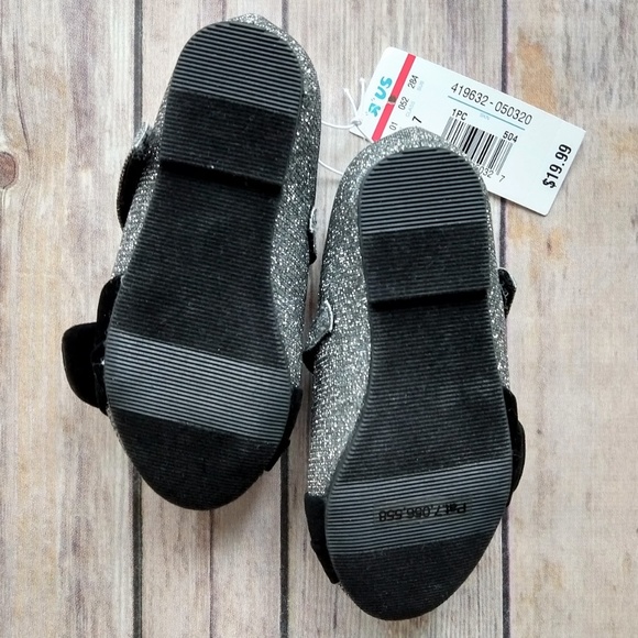 NWT Koala Kids Sparkly Silver & Black Shoes Sz 7 - Picture 3 of 3